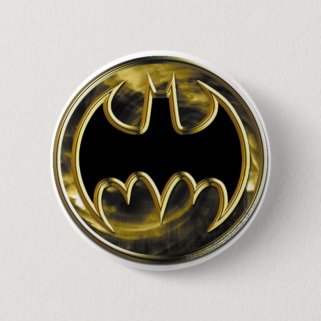 Batman Symbol | Gold Logo 2 Inch Round Button (Front)