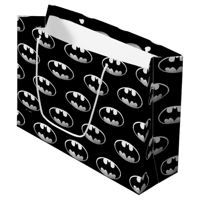 Batman Symbol | Grainy Logo Large Gift Bag (Front Angled)