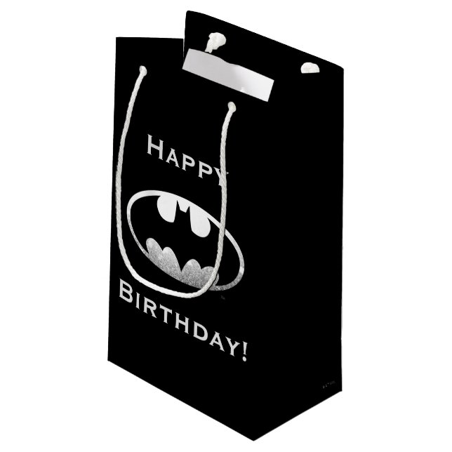 Batman Symbol | Grainy Logo Small Gift Bag (Back Angled)