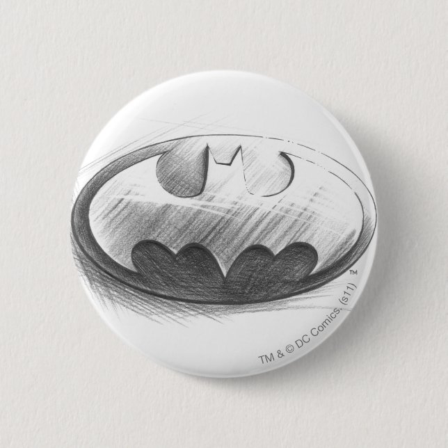 Batman Symbol | Insignia Drawing Logo 2 Inch Round Button (Front)