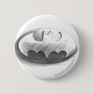Batman Symbol   Insignia Drawing Logo 2 Inch Round Button