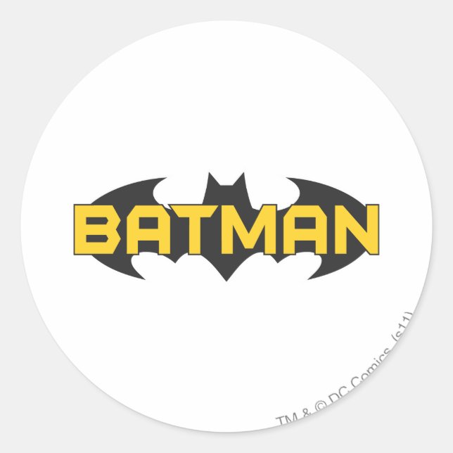 Batman Symbol | Name Yellow & Black Logo Classic Round Sticker (Front)