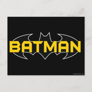 Batman Symbol   Name Yellow & Black Logo Postcard