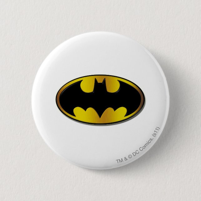 Batman Symbol | Oval Gradient Logo 2 Inch Round Button (Front)