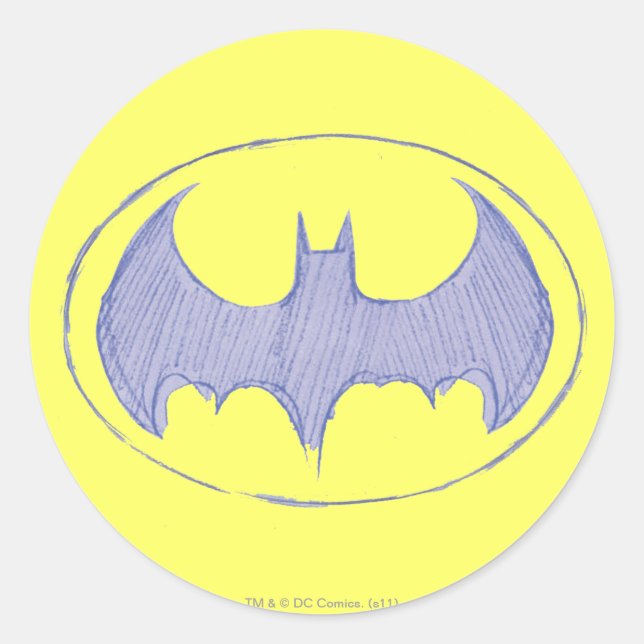 Batman Symbol | Sketchbook Purple Logo Classic Round Sticker (Front)