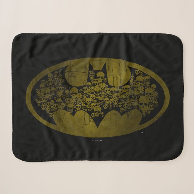 Batman Symbol | Skulls in Bat Logo Sherpa Blanket (Front (Horizontal))