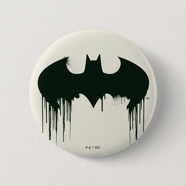 Batman Symbol | Spraypaint Logo 2 Inch Round Button (Front)