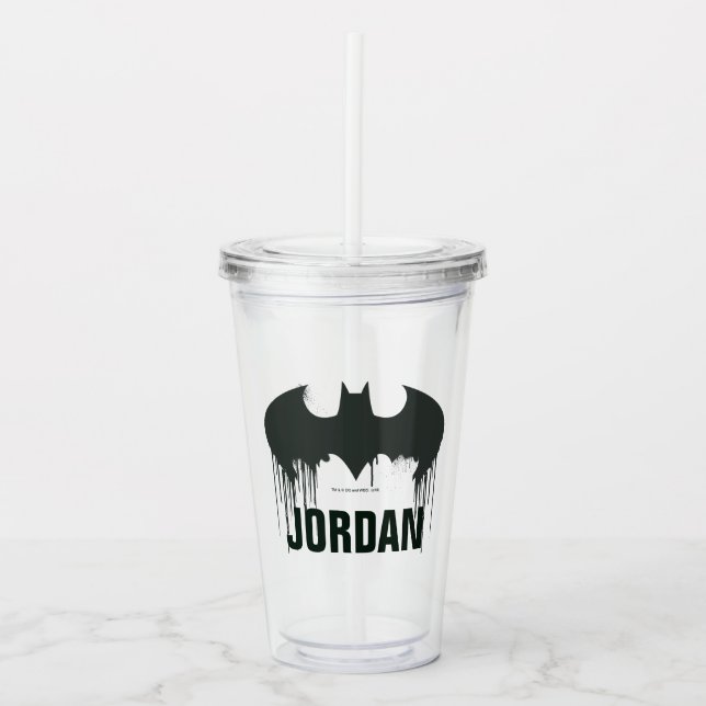 Batman Symbol | Spraypaint Logo Acrylic Tumbler (Front)