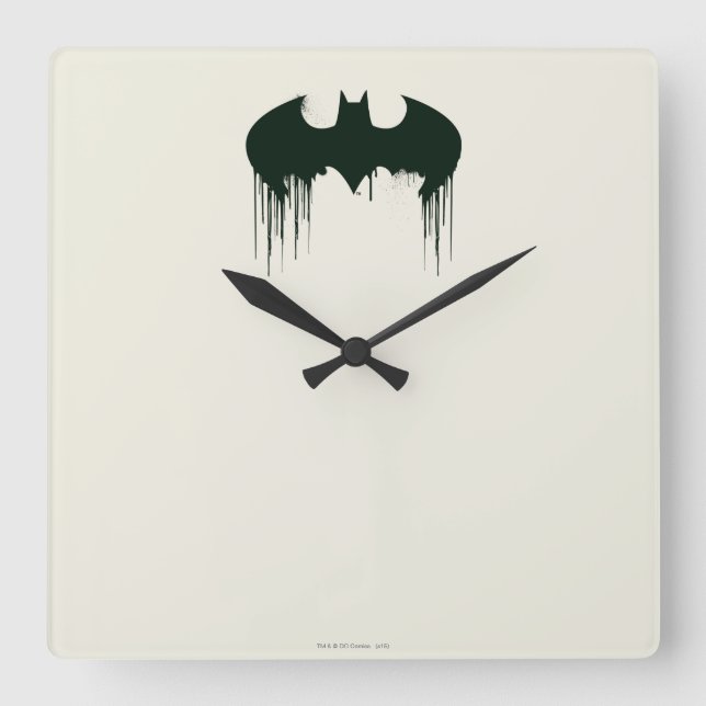 Batman Symbol | Spraypaint Logo Square Wall Clock (Front)