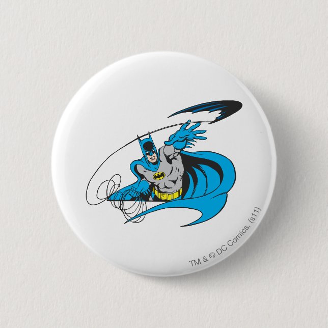 Batman Throws Batarang 3 2 Inch Round Button (Front)