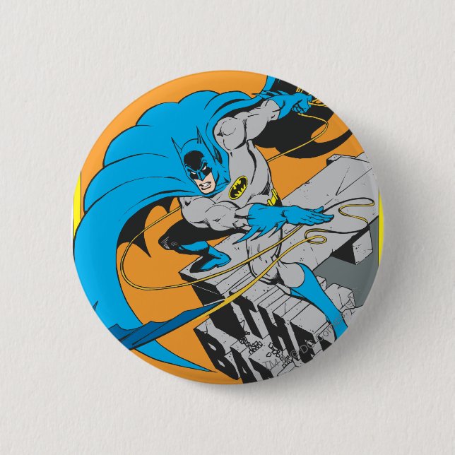 Batman Throws Batarang on Rooftop 2 Inch Round Button (Front)