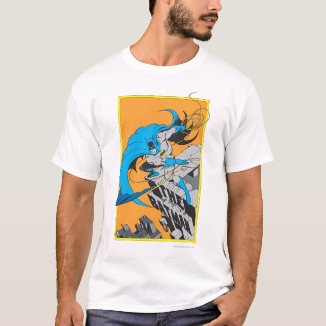 Batman Throws Batarang on Rooftop T-Shirt (Front)
