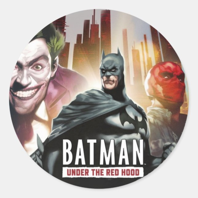 Batman Under The Red Hood Classic Round Sticker (Front)