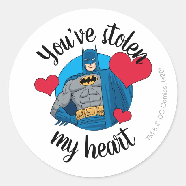 Batman Valentine | You've Stolen My Heart Classic Round Sticker (Front)