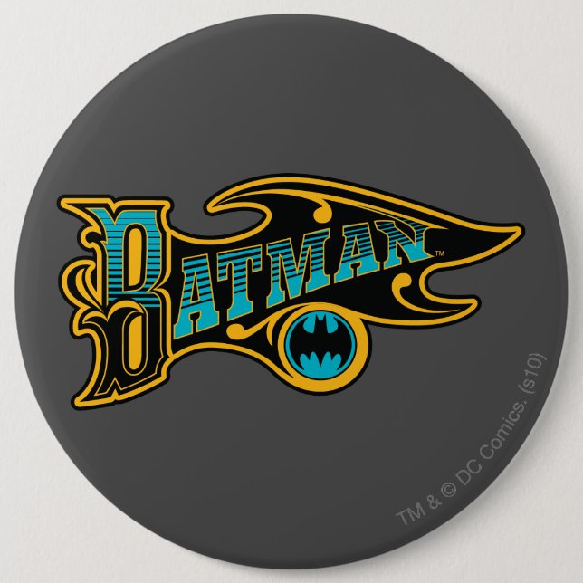 Batman | Vintage Turquoise Logo 6 Inch Round Button (Front)