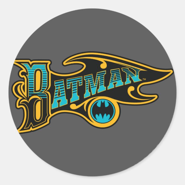 Batman | Vintage Turquoise Logo Classic Round Sticker (Front)