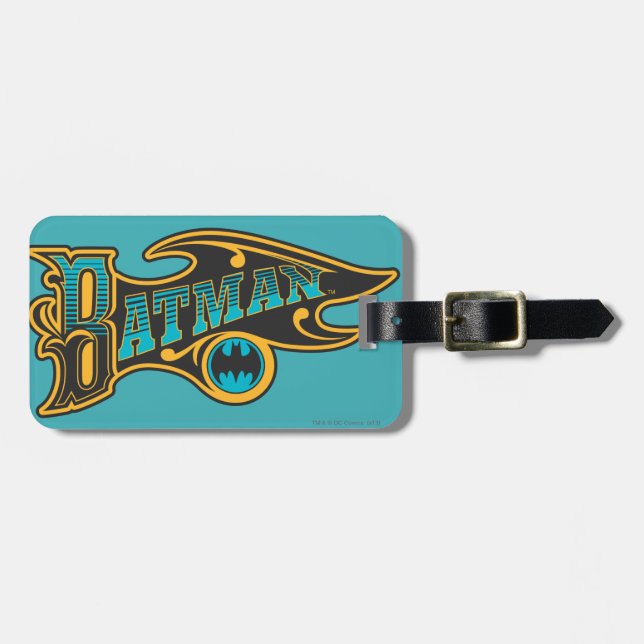 Batman | Vintage Turquoise Logo Luggage Tag (Front Horizontal)
