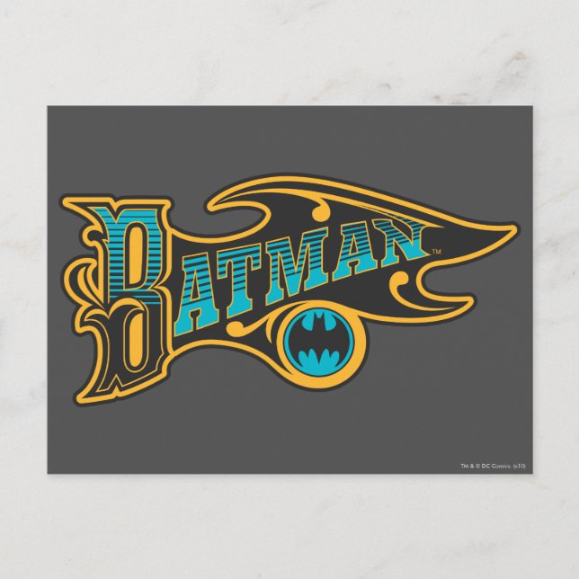 Batman | Vintage Turquoise Logo Postcard (Front)