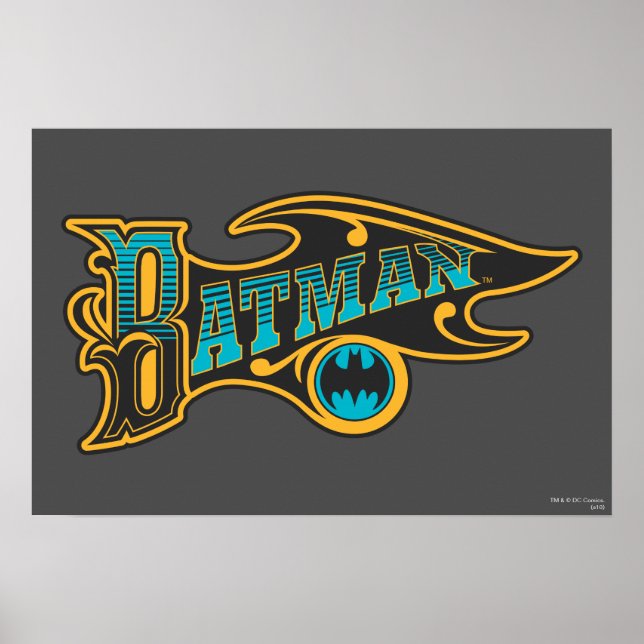 Batman | Vintage Turquoise Logo Poster (Front)