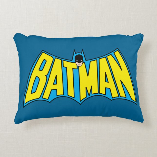 Batman | Vintage Yellow Blue Logo Accent Pillow (Front)