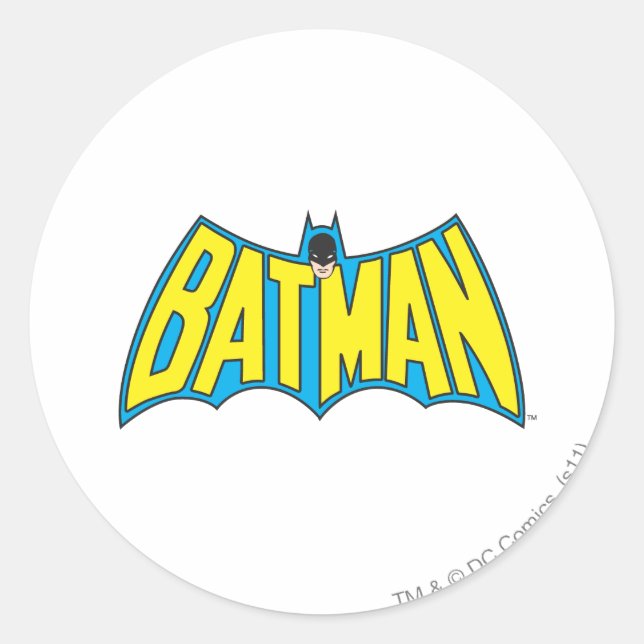 Batman | Vintage Yellow Blue Logo Classic Round Sticker (Front)