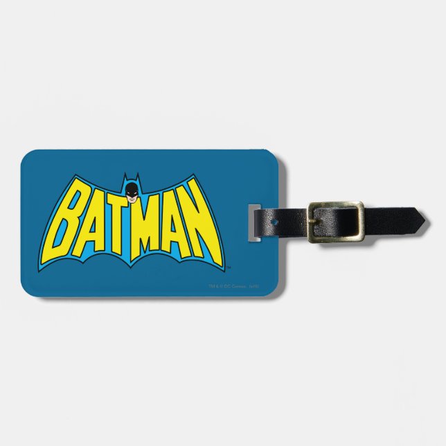 Batman | Vintage Yellow Blue Logo Luggage Tag (Front Horizontal)