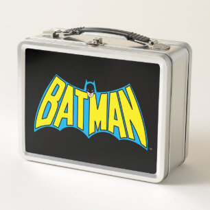 Batman Vintage Yellow Blue Logo Metal Lunch Box