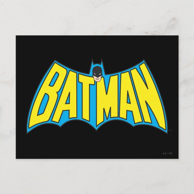 Batman | Vintage Yellow Blue Logo Postcard (Front)
