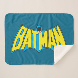 Batman   Vintage Yellow Blue Logo Sherpa Blanket