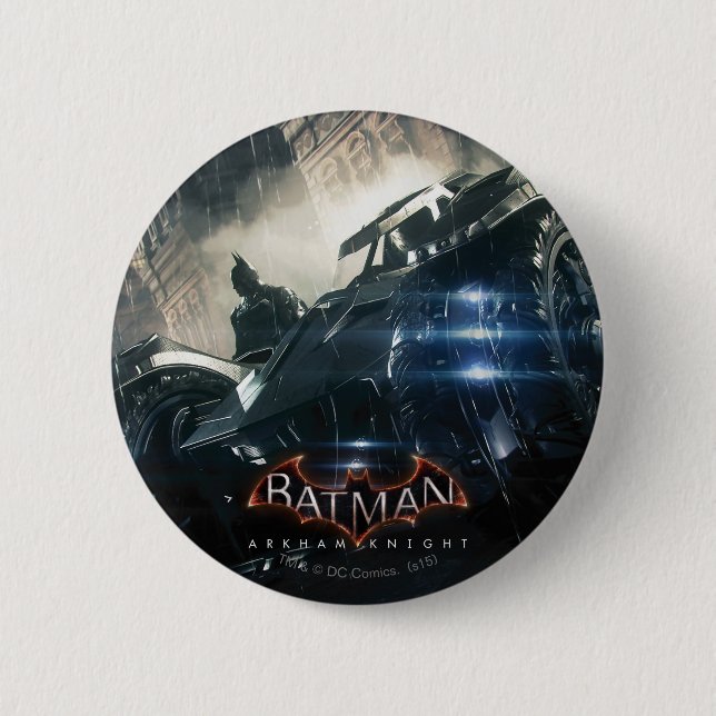 Batman With Batmobile In The Rain 2 Inch Round Button (Front)