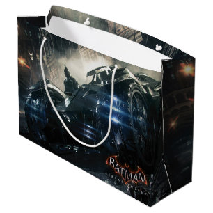 Batman With Batmobile In The Rain Large Gift Bag