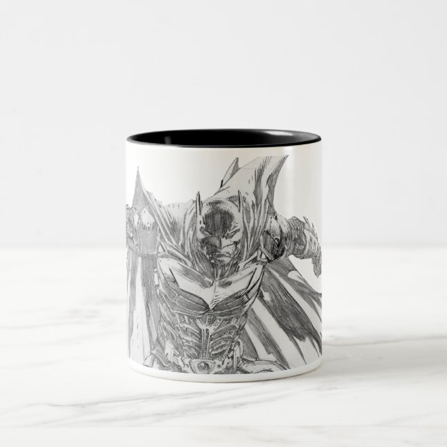 Batman with cape Drawing Two-Tone Coffee Mug (Center)