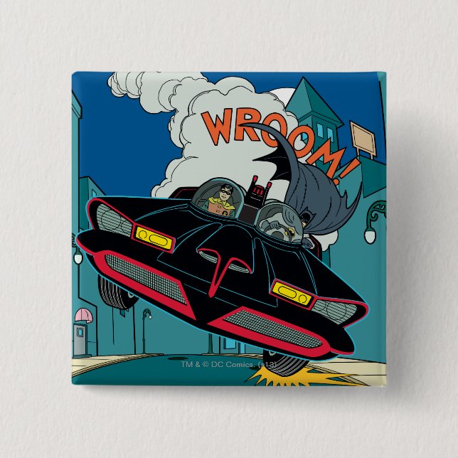 Batmobile Wroom! 2 Inch Square Button (Front)