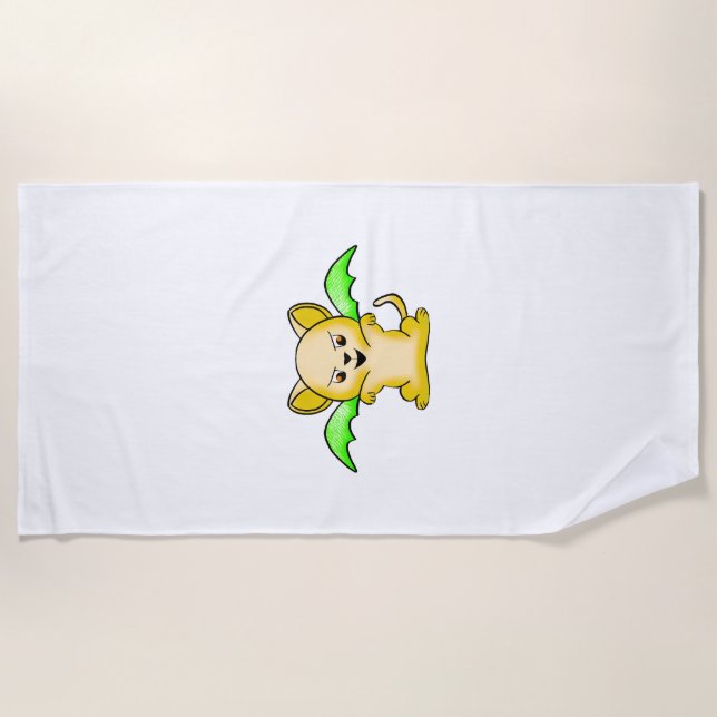 Batmouse. Funny mouse with bat wings. Halloween. Beach Towel (Front)