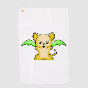 Batmouse. Funny mouse with bat wings. Halloween. Golf Towel