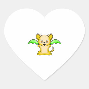 Batmouse. Funny mouse with bat wings. Halloween. Heart Sticker