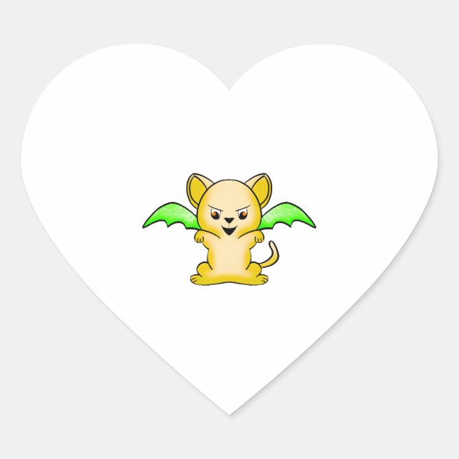 Batmouse. Funny mouse with bat wings. Halloween. Heart Sticker (Front)