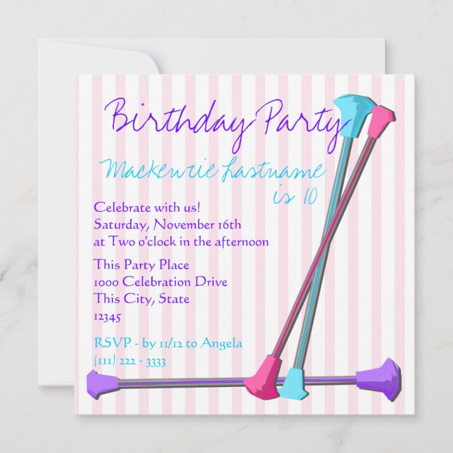 Baton Birthday Invitation (Front)
