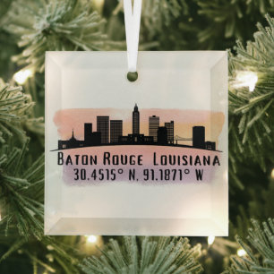 Baton Rouge LA City Skyline Ornement en verre