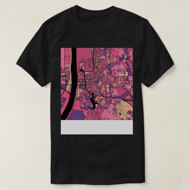 Baton Rouge Map Pattern in Purple  Pink TShirt (Design Front)