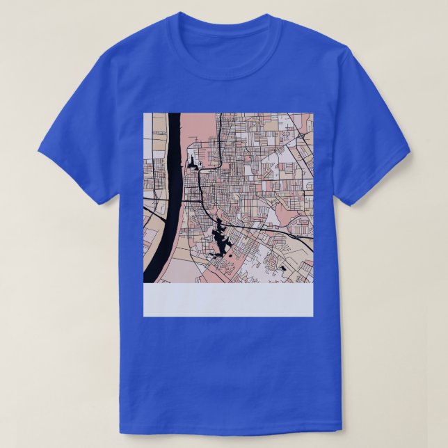 Baton Rouge Map Pattern in Soft Pink Pastels TShir T-Shirt (Design Front)