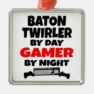 Baton Twirler by Day Gamer by Night Metal Ornament