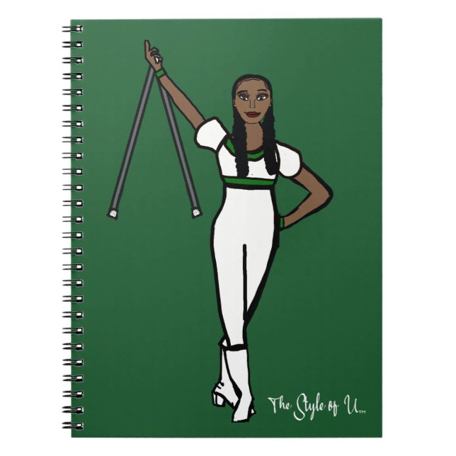 Baton Twirler White Green Accent B Notebook (Front)