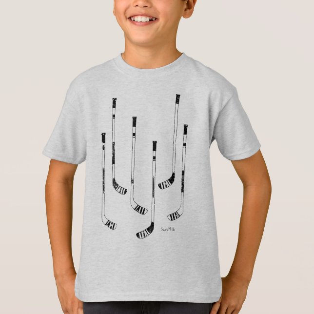 Bâtons de hockey noir T-shirt jeunesse pour enfant (Devant)