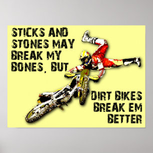 Bâtons et Pierres Moto Cross Poster Drôle