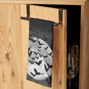 Bats and a Full Moon Halloween Kitchen Towel