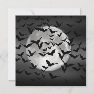 Bats And A Full Moon Halloween Party Invitation