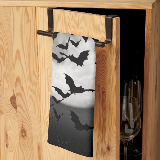 Bats And A Full Moon Kitchen Towel (Thirds Fold)