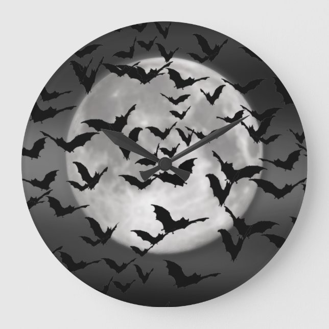 Bats and a Full Moon Large Clock (Front)