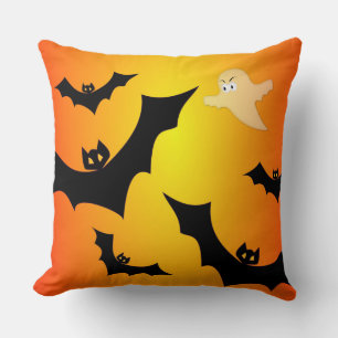 Bats and a Ghost Throw Pillow